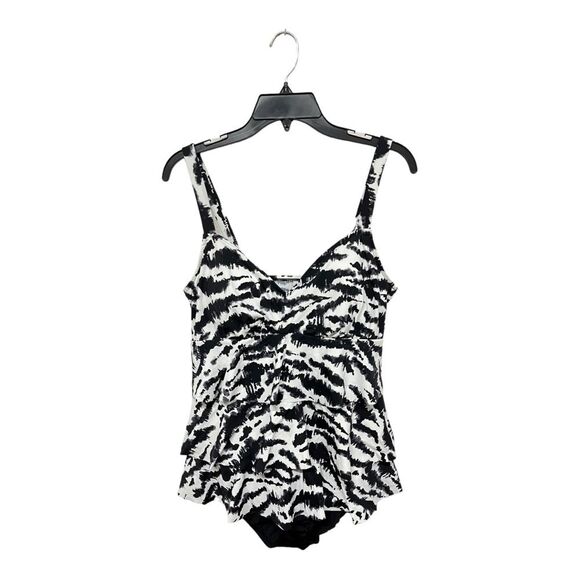 NWT SWIM SOLUTIONS | Plus Size Tummy Control Triple Tier Fauxkini One Piece 10 - Picture 2 of 5